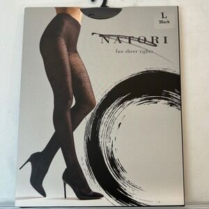 Natori Fan Sheer Tights Black Size L Sheer Patterned Legwear